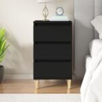 Bedside Cabinet Black 40x35x70cm Engineered Wood