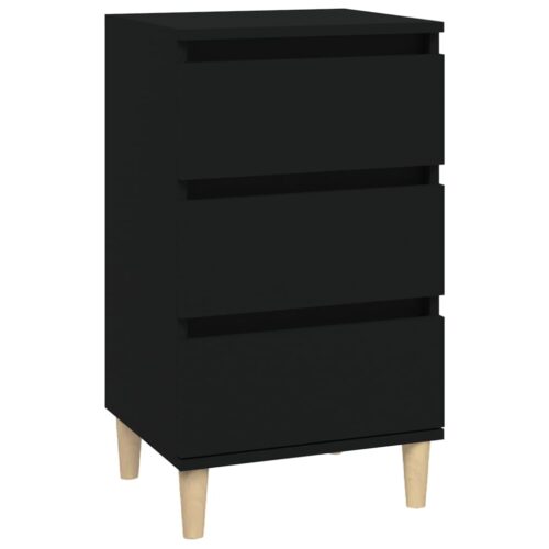 Bedside Cabinet Black 40x35x70cm Engineered Wood - Image 2