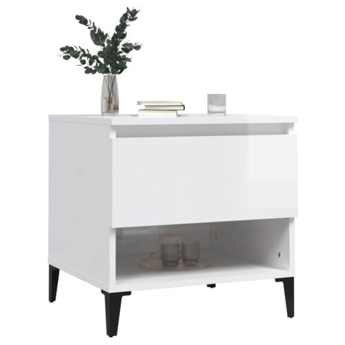 2pcs Side Tables Set Sofa Lounge Coffee Bedside Storage Nightstand High Gloss White 50x46x50cm - Image 4