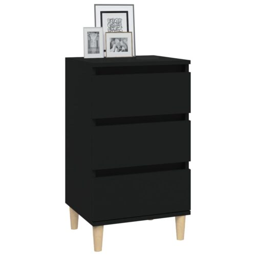 Bedside Cabinet Black 40x35x70cm Engineered Wood - Image 4