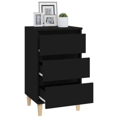 Bedside Cabinet Black 40x35x70cm Engineered Wood - Image 5