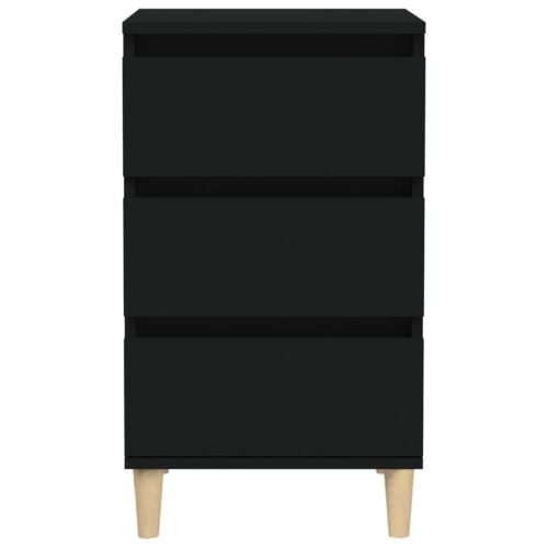 Bedside Cabinet Black 40x35x70cm Engineered Wood - Image 6