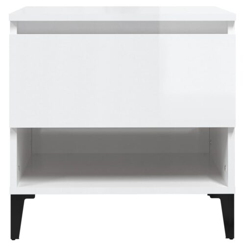 2pcs Side Tables Set Sofa Lounge Coffee Bedside Storage Nightstand High Gloss White 50x46x50cm - Image 7
