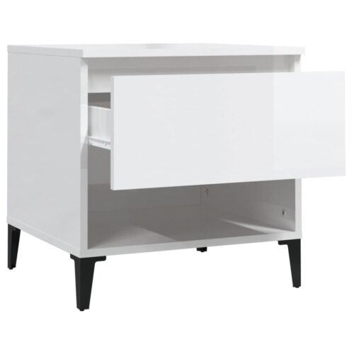 2pcs Side Tables Set Sofa Lounge Coffee Bedside Storage Nightstand High Gloss White 50x46x50cm - Image 8
