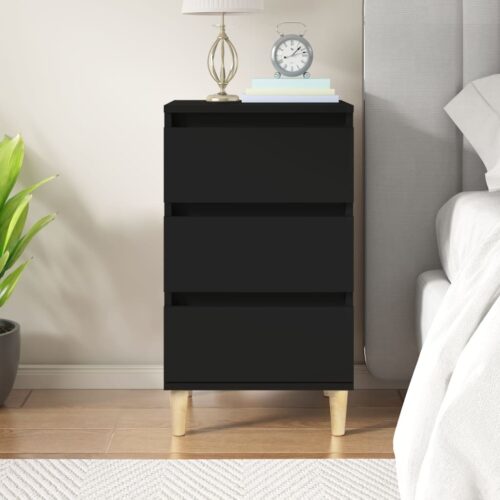 Bedside Cabinet Black 40x35x70cm Engineered Wood - Image 12