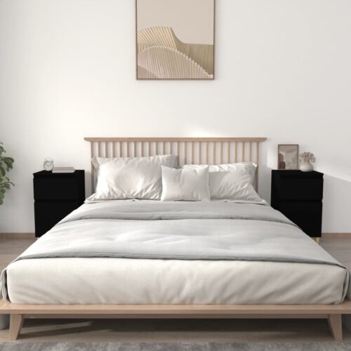 Bedside Cabinets 2pcs Black 40x35x70cm - Image 12