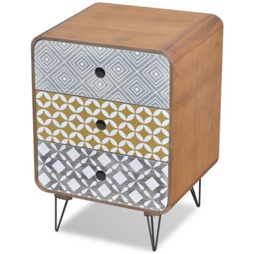 Side Cabinet with 3 Drawers Brown - Image 2