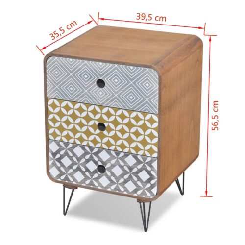 Side Cabinet with 3 Drawers Brown - Image 5