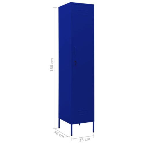 Steel Locker Cabinet Gym School Office Tall Storage Cupboard Navy Blue 35x46x180cm - Image 9