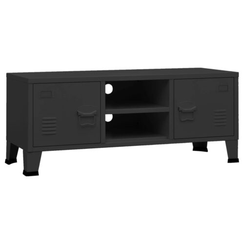 Industrial TV Cabinet Black 105x35x42cm Metal - Image 2