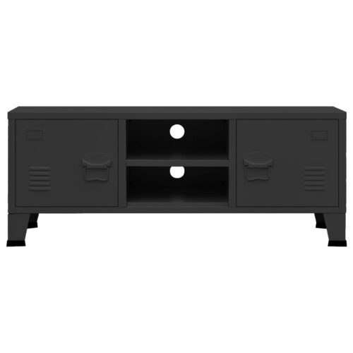 Industrial TV Cabinet Black 105x35x42cm Metal - Image 3