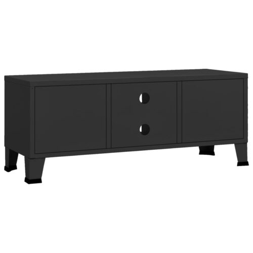 Industrial TV Cabinet Black 105x35x42cm Metal - Image 5