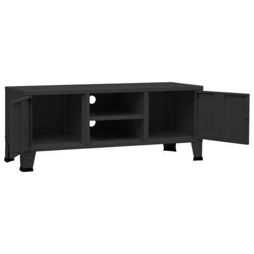 Industrial TV Cabinet Black 105x35x42cm Metal - Image 6