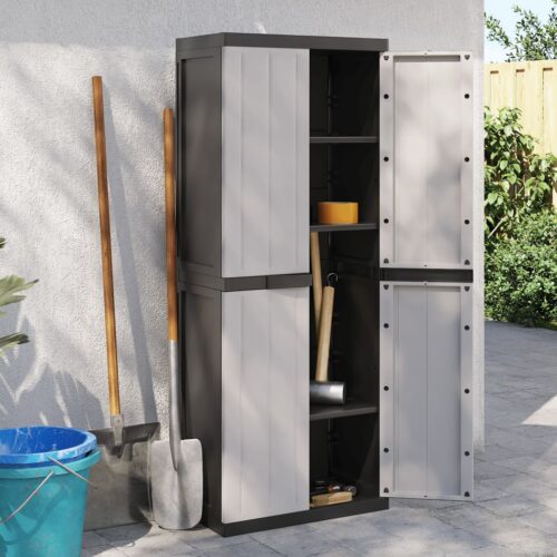 Outdoor Storage Cabinet Grey Black 65x37x165cm PP - Image 3