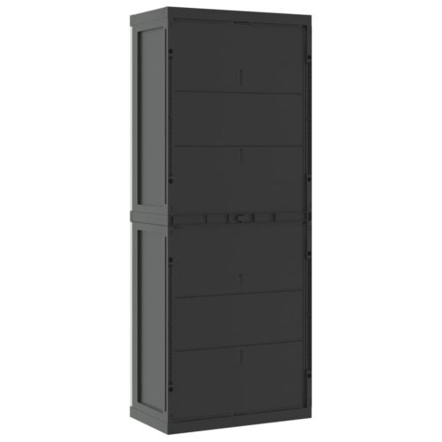 Outdoor Storage Cabinet Grey Black 65x37x165cm PP - Image 6