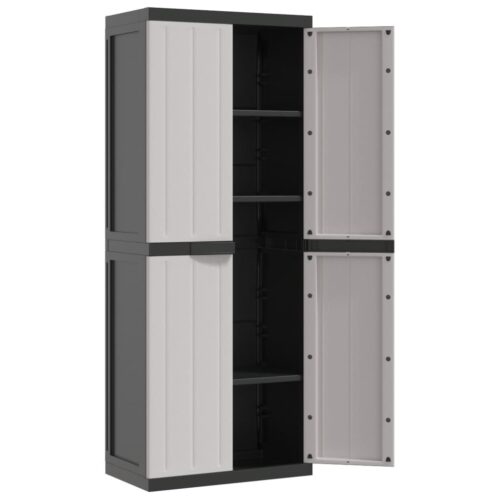 Outdoor Storage Cabinet Grey Black 65x37x165cm PP - Image 9