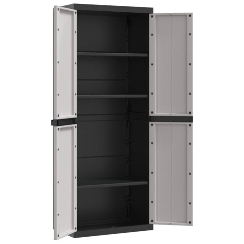 Outdoor Storage Cabinet Grey Black 65x37x165cm PP - Image 10