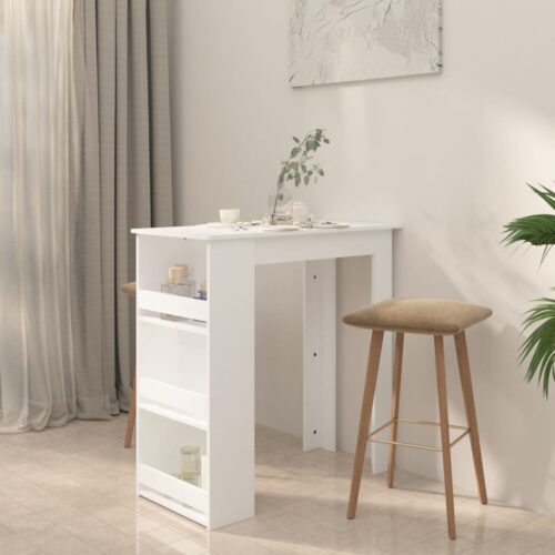 Bar Table with Storage Rack White 102x50x103.5cm Engineered Wood - Image 3