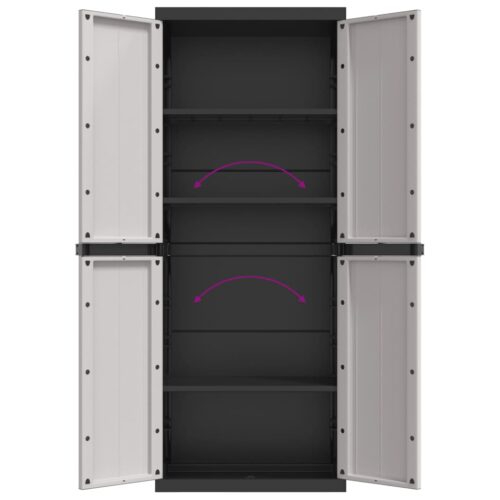 Outdoor Storage Cabinet Grey Black 65x37x165cm PP - Image 11