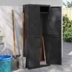 Outdoor Storage Cabinet Black 65x37x165cm PP
