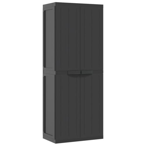 Outdoor Storage Cabinet Black 65x37x165cm PP - Image 2