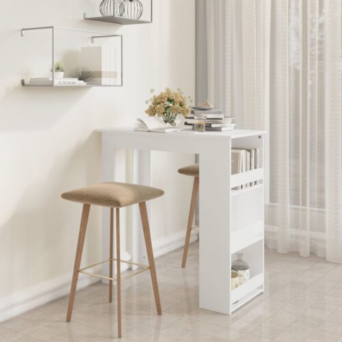 Bar Table with Storage Rack White 102x50x103.5cm Engineered Wood - Image 8