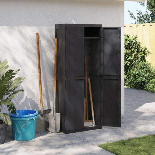 Outdoor Storage Cabinet Black 65x37x165cm PP - Image 3