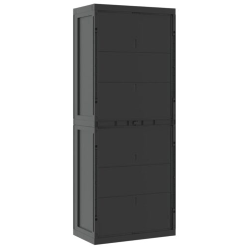 Outdoor Storage Cabinet Black 65x37x165cm PP - Image 6