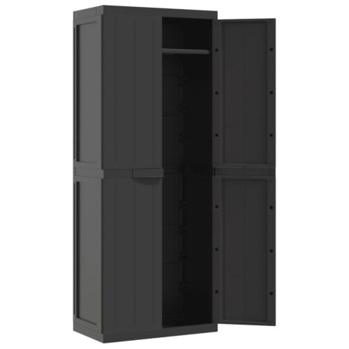Outdoor Storage Cabinet Black 65x37x165cm PP - Image 9