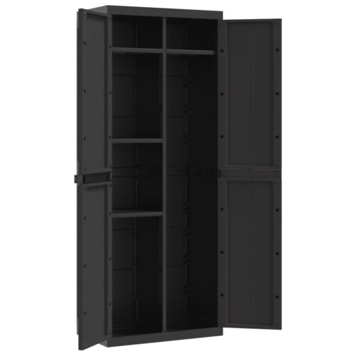 Outdoor Storage Cabinet Black 65x37x165cm PP - Image 10