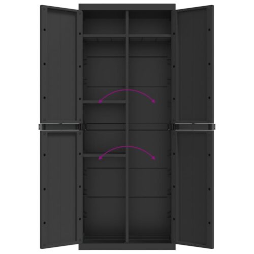 Outdoor Storage Cabinet Black 65x37x165cm PP - Image 11