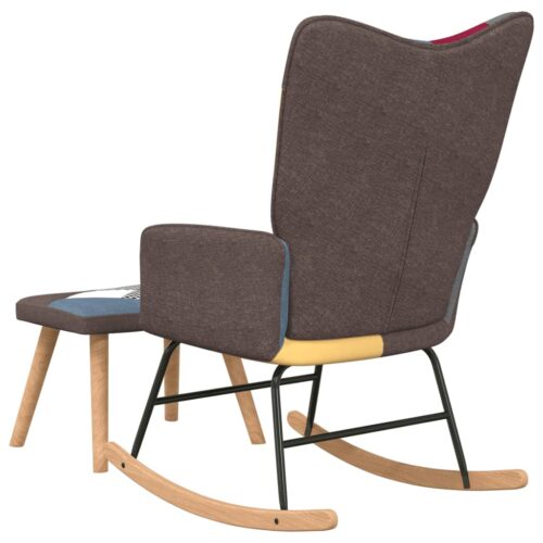 Rocking Chair with a Stool Patchwork Fabric - Image 5