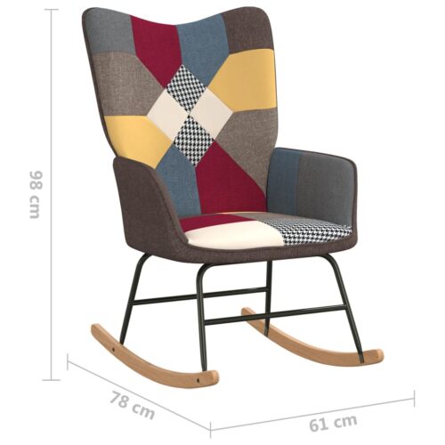 Rocking Chair with a Stool Patchwork Fabric - Image 10