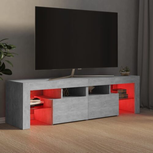 TV Cabinet with LED Lights Concrete Grey 140x36.5x40cm - Image 6