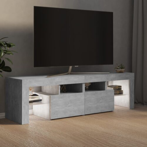 TV Cabinet with LED Lights Concrete Grey 140x36.5x40cm - Image 7