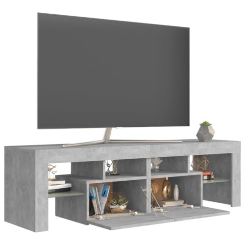 TV Cabinet with LED Lights Concrete Grey 140x36.5x40cm - Image 8