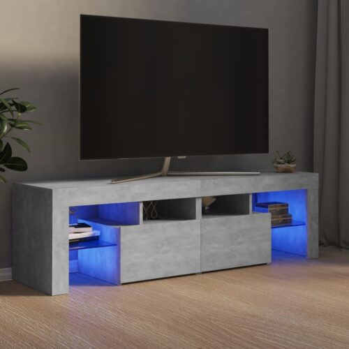 TV Cabinet with LED Lights Concrete Grey 140x36.5x40cm - Image 4