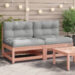 Garden Sofas Armless with Cushions 2pcs Solid Wood Douglas