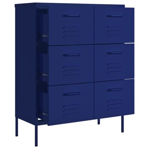 Drawer Cabinet Navy Blue 80x35x101.5cm Steel - Image 6