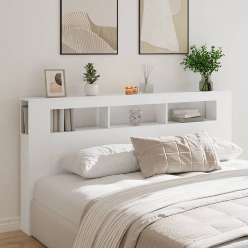 LED Headboard White 200cm Engineered Wood - Image 11