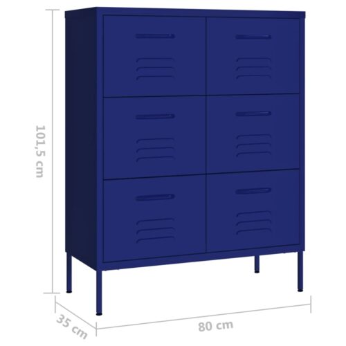 Drawer Cabinet Navy Blue 80x35x101.5cm Steel - Image 9