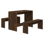 3-Piece Dining Set Smoked Oak Engineered Wood