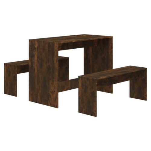 3-Piece Dining Set Smoked Oak Engineered Wood