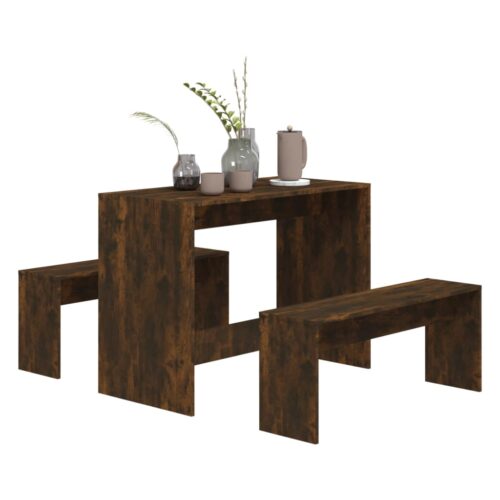 3-Piece Dining Set Smoked Oak Engineered Wood - Image 4