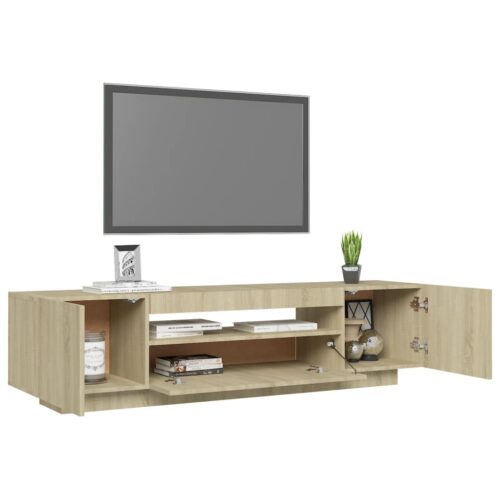 TV Cabinet with LED Lights Sonoma Oak 160x35x40cm - Image 6