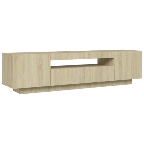 TV Cabinet with LED Lights Sonoma Oak 160x35x40cm - Image 7