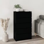 Drawer Cabinet Black 60x36x103cm Engineered Wood