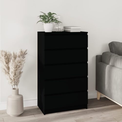 Drawer Cabinet Black 60x36x103cm Engineered Wood