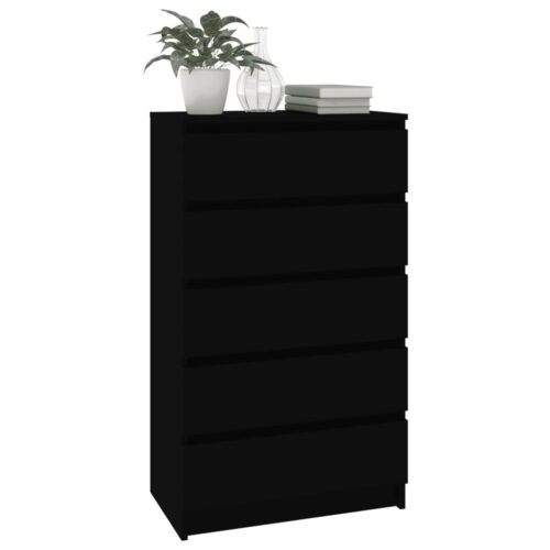 Drawer Cabinet Black 60x36x103cm Engineered Wood - Image 4