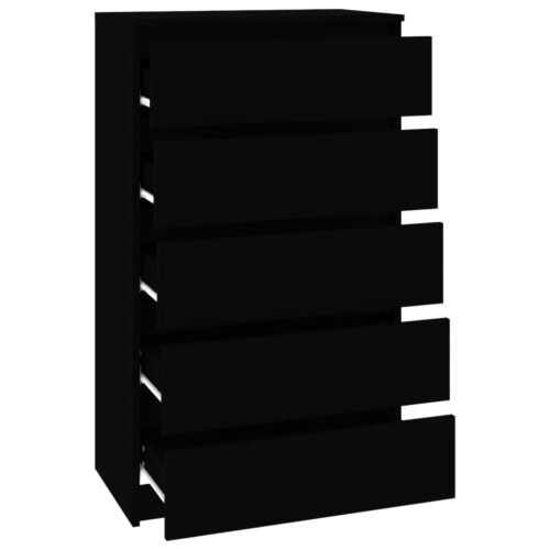 Drawer Cabinet Black 60x36x103cm Engineered Wood - Image 7